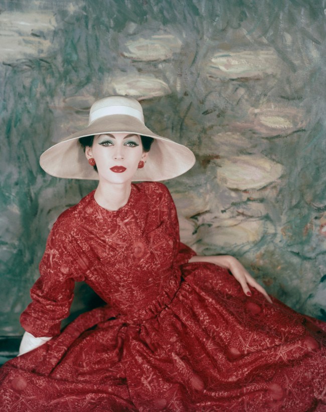 a-model-wearing-a-dress-and-wide-brimmed-hat-by-dior-1956