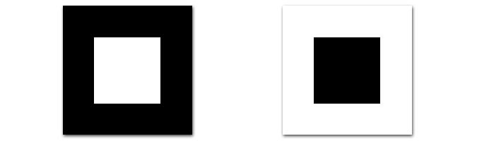 Белый квадрат на черном фоне и черный квадрат на белом фоне